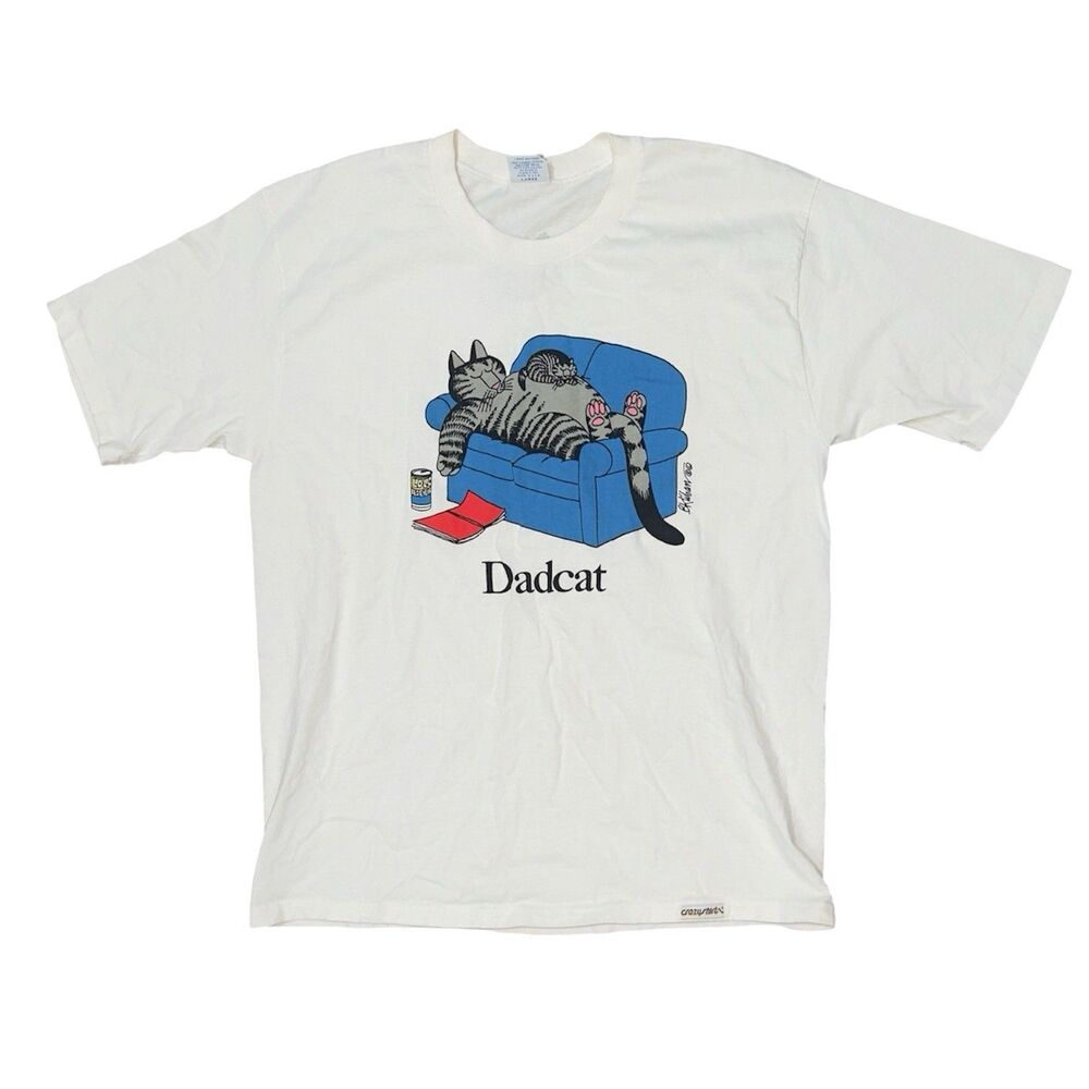 Vintage B Kliban Crazy Shirts Dadcat Shirt Single Stitch Made USA Cats 80s 90s L